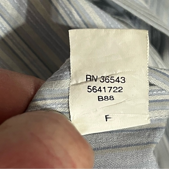 Men’s Geoffrey Beene Dress Shirt Blue White Stripes Size Large 16-16.5 - Picture 6 of 10